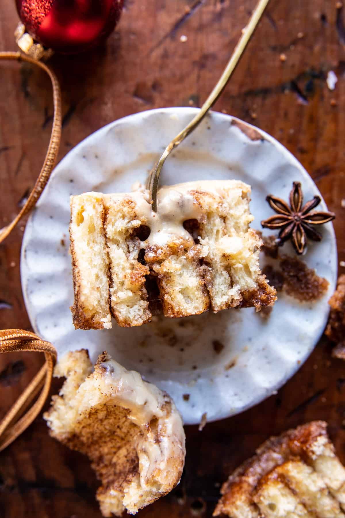 Fluffy Christmas Cinnamon Rolls with Caramel Cream Cheese Icing | halfbakedharvest.com