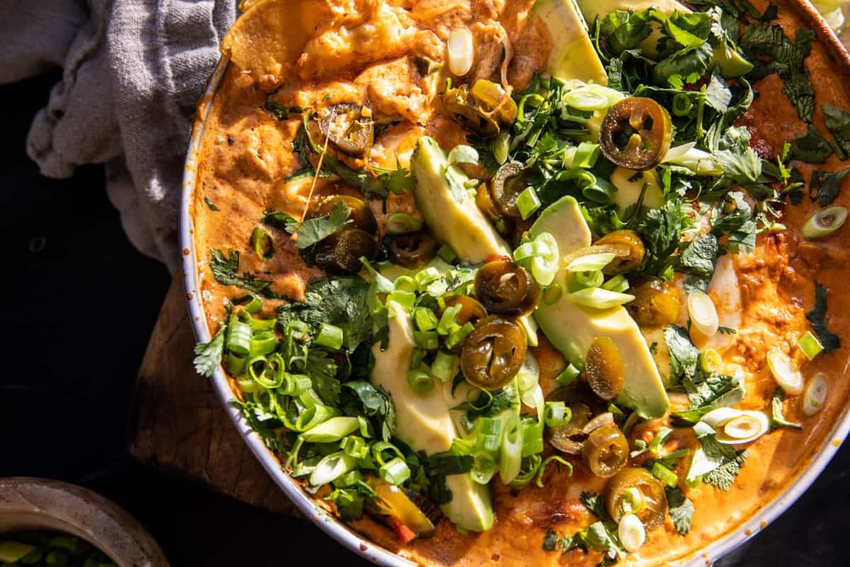 Hot Chicken Enchilada Bean Dip | halfbakedharvest.com