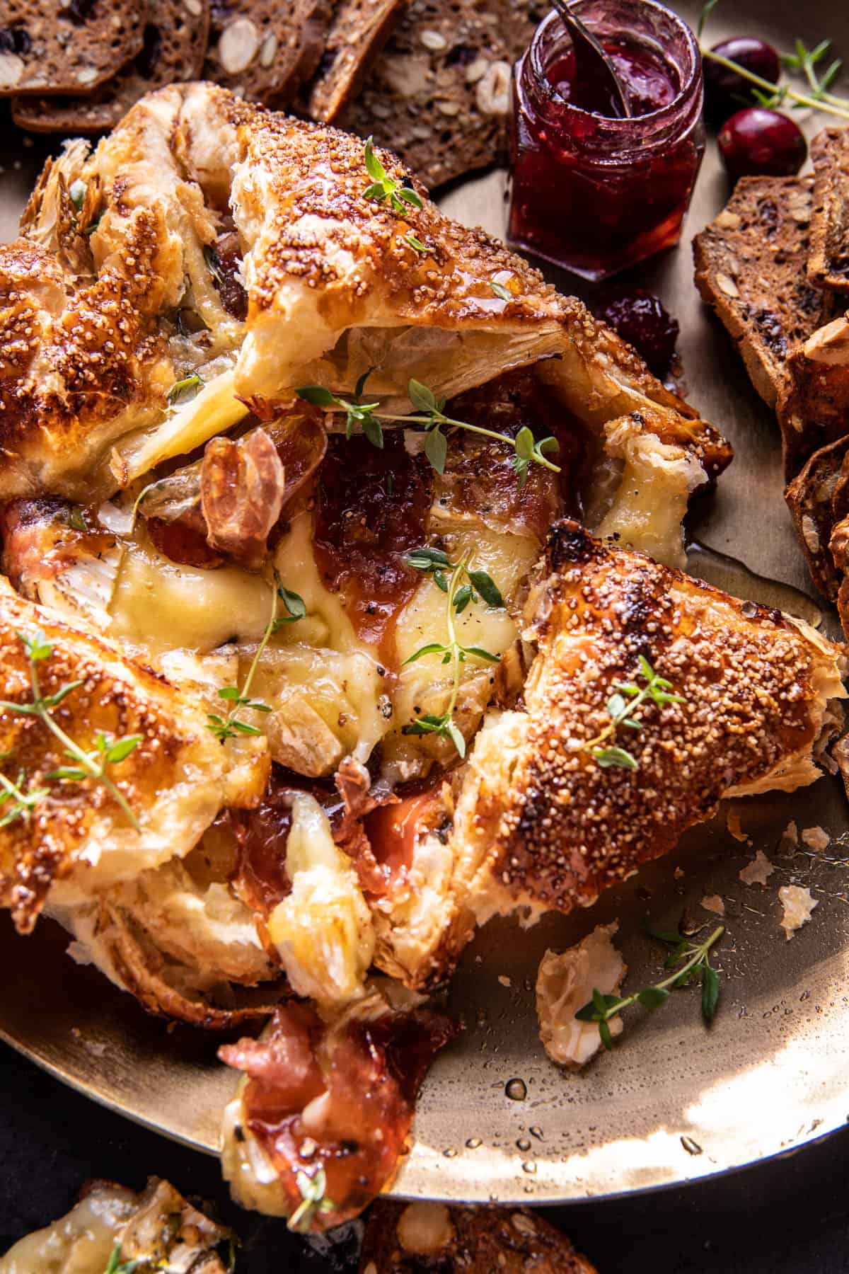 Prosciutto Wrapped Baked Brie in Pastry | HALFBAKEDHARVEST.COM
