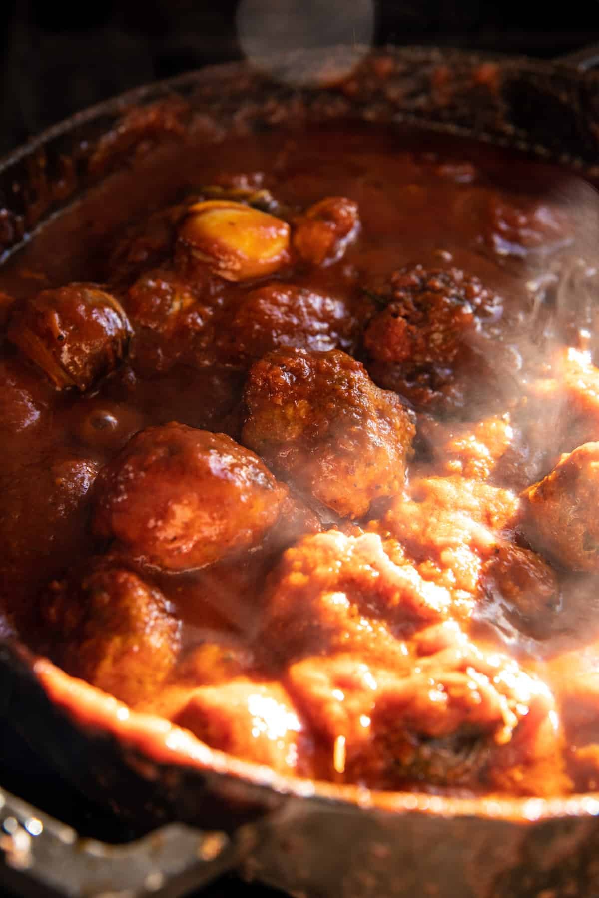 Saucy Braised Garlic Butter Meatballs with Orzo | halfbakedharvest.com