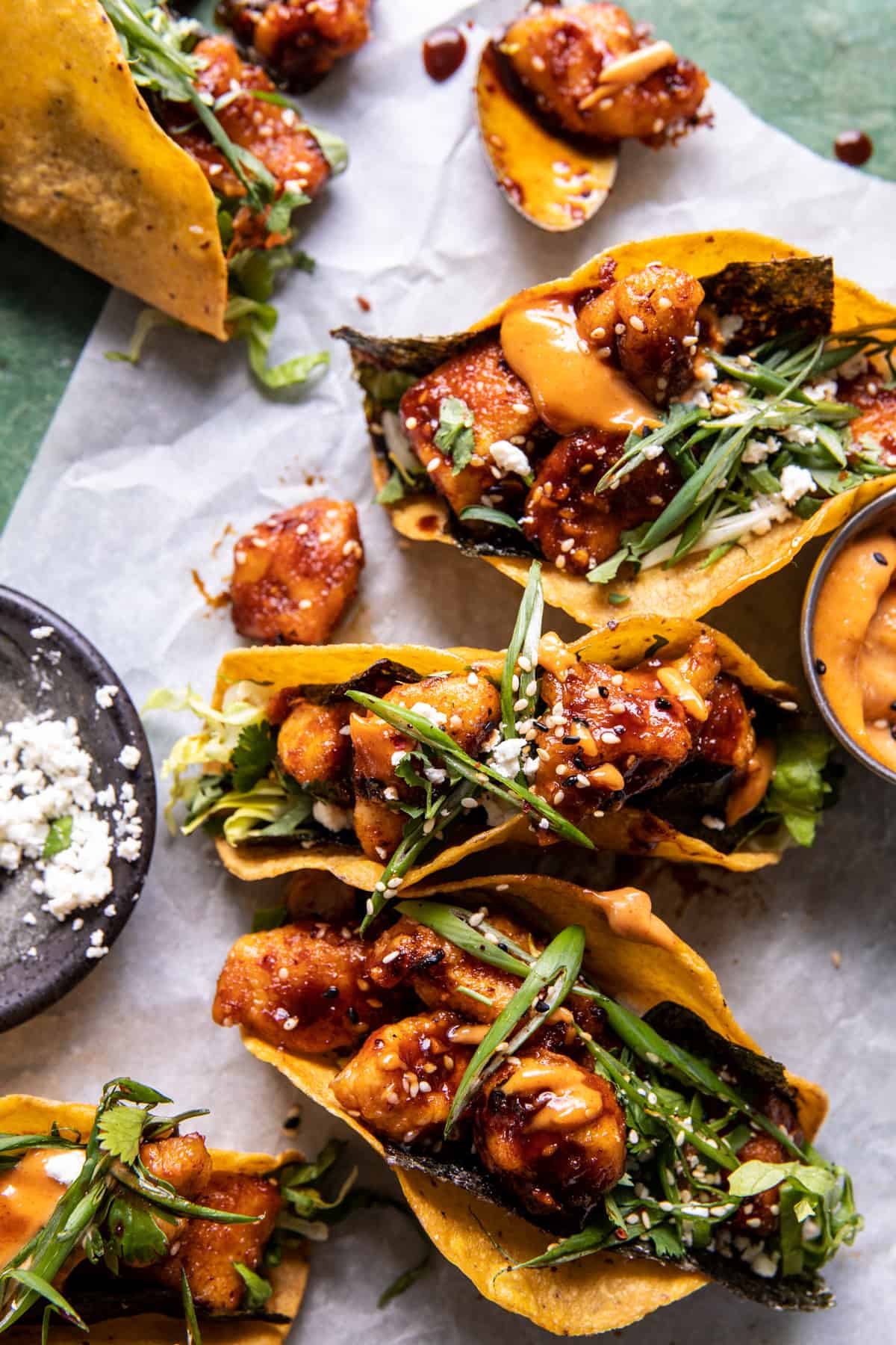 Crispy Sesame Ginger Chicken Tacos | halfbakedharvest.com