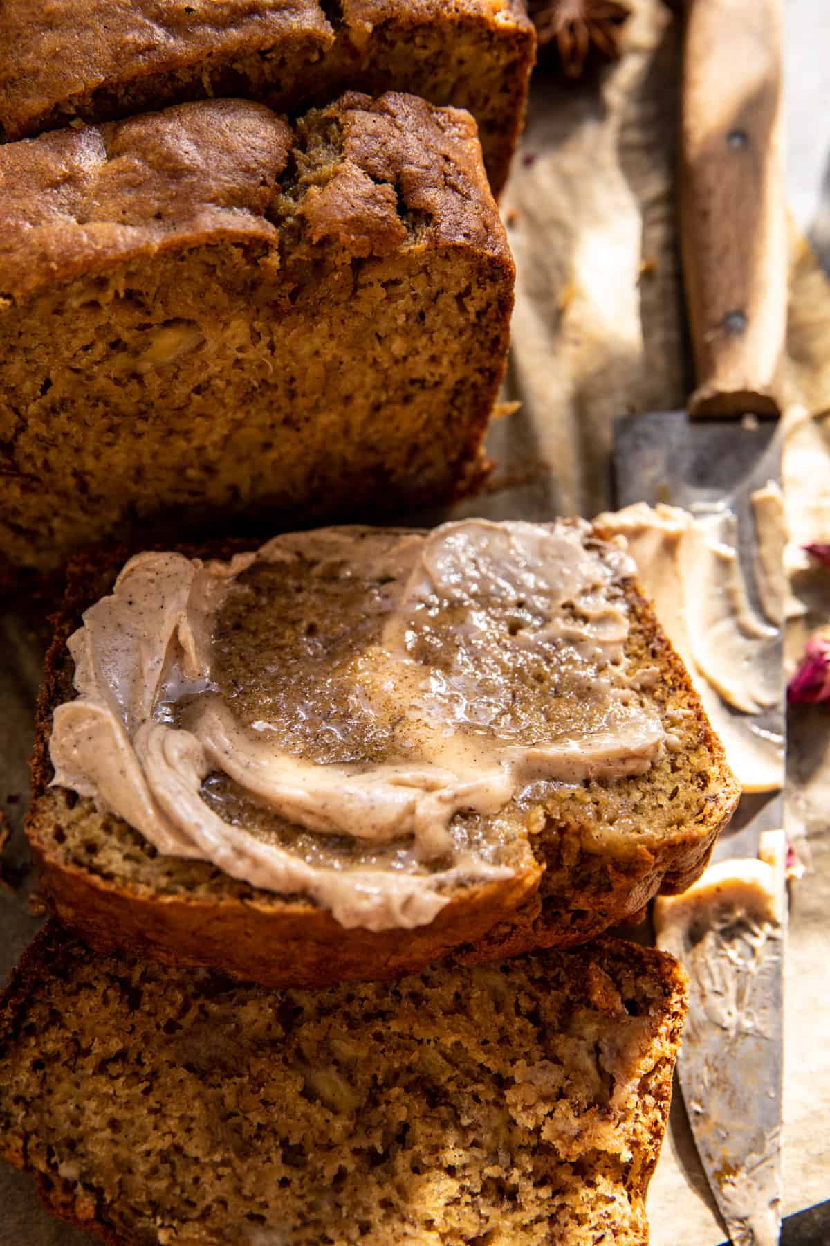 Maple Banana Bread with Cinnamon Spice Butter | halfbakedharvest.com