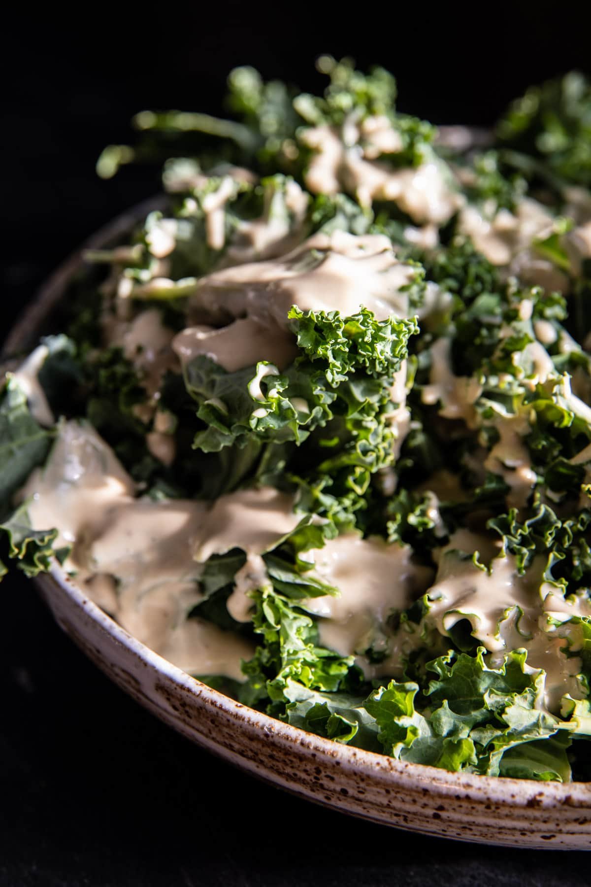Parmesan Tahini Kale Salad with Breadcrumbs and Crunchy Chickpeas | halfbakedharvest.com