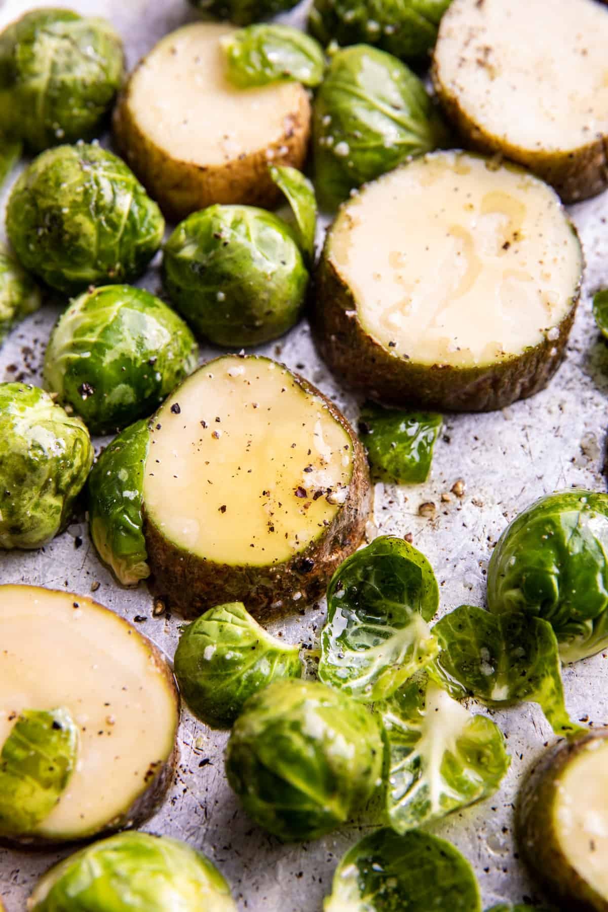 Sheet Pan Honey Mustard Salmon with Caesar Roasted Potatoes | halfbakedharvest.com