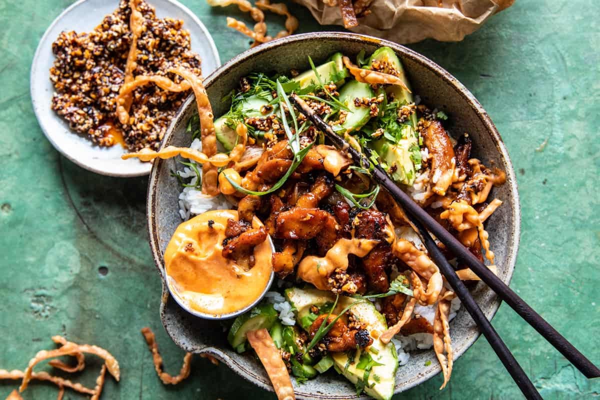 Spicy Chicken Yum Yum Rice Bowls | halfbakedharvest.com