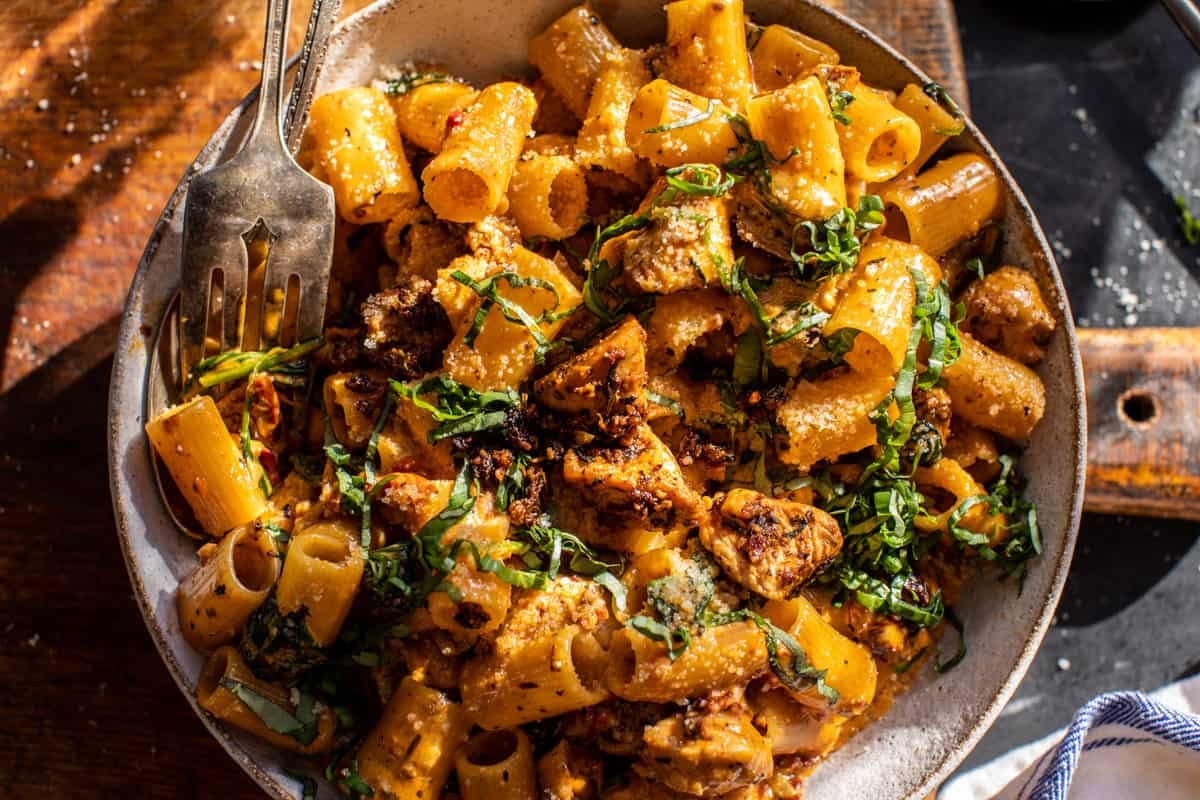 Spicy Tuscan Chicken Pasta| halfbakedharvest.com