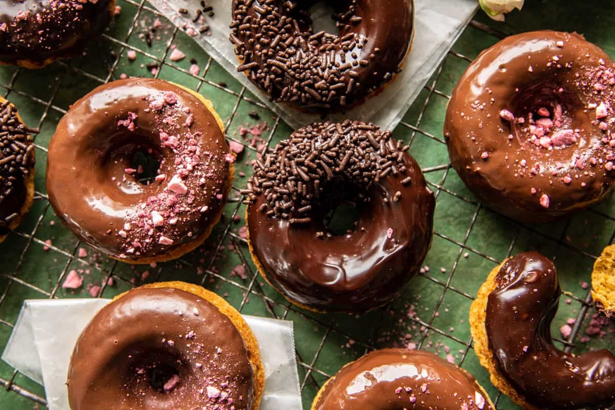 Chocolate Glazed Peanut Butter Banana Doughnuts | halfbakedharvest.com