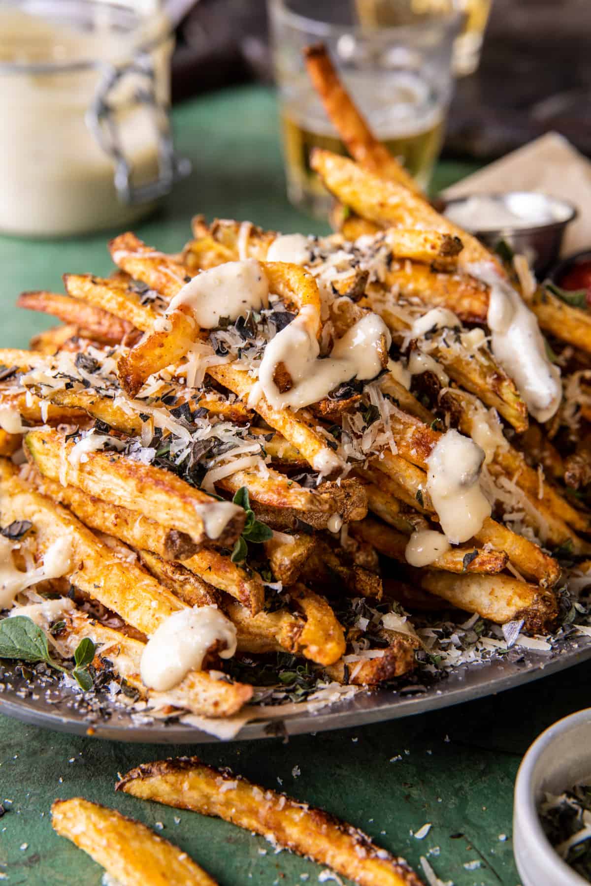 Garlic Parmesan French Fries Dressed in Caesar Dressing | halfbakedharvest.com