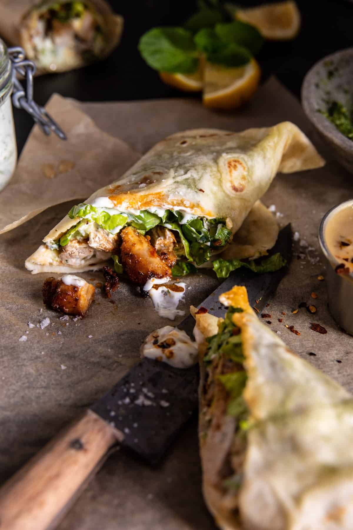 Pesto Chicken Tzatziki Salad Wraps | halfbakedharvest.com