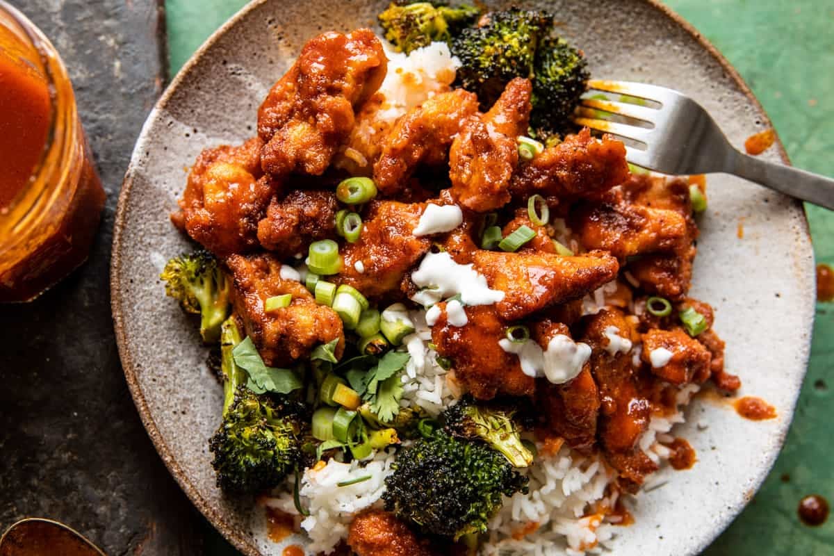 Sheet Pan Honey Buffalo Chicken with Broccoli | halfbakedharvest.com