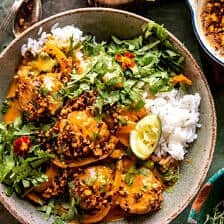 Coconut Curry Chicken Meatballs with Garlic Butter | halfbakedharvest.com