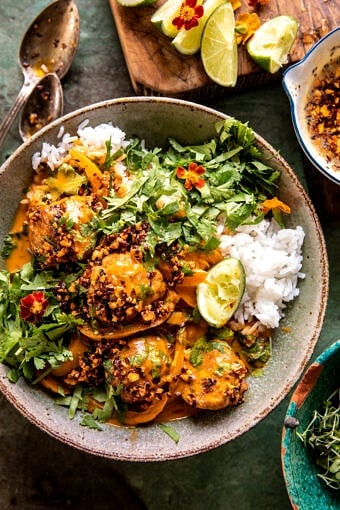 Coconut Curry Chicken Meatballs with Garlic Butter | halfbakedharvest.com