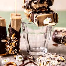 Creamy Chocolate Peanut Butter Banana Fudge Popsicles | halfbakedharvest.com