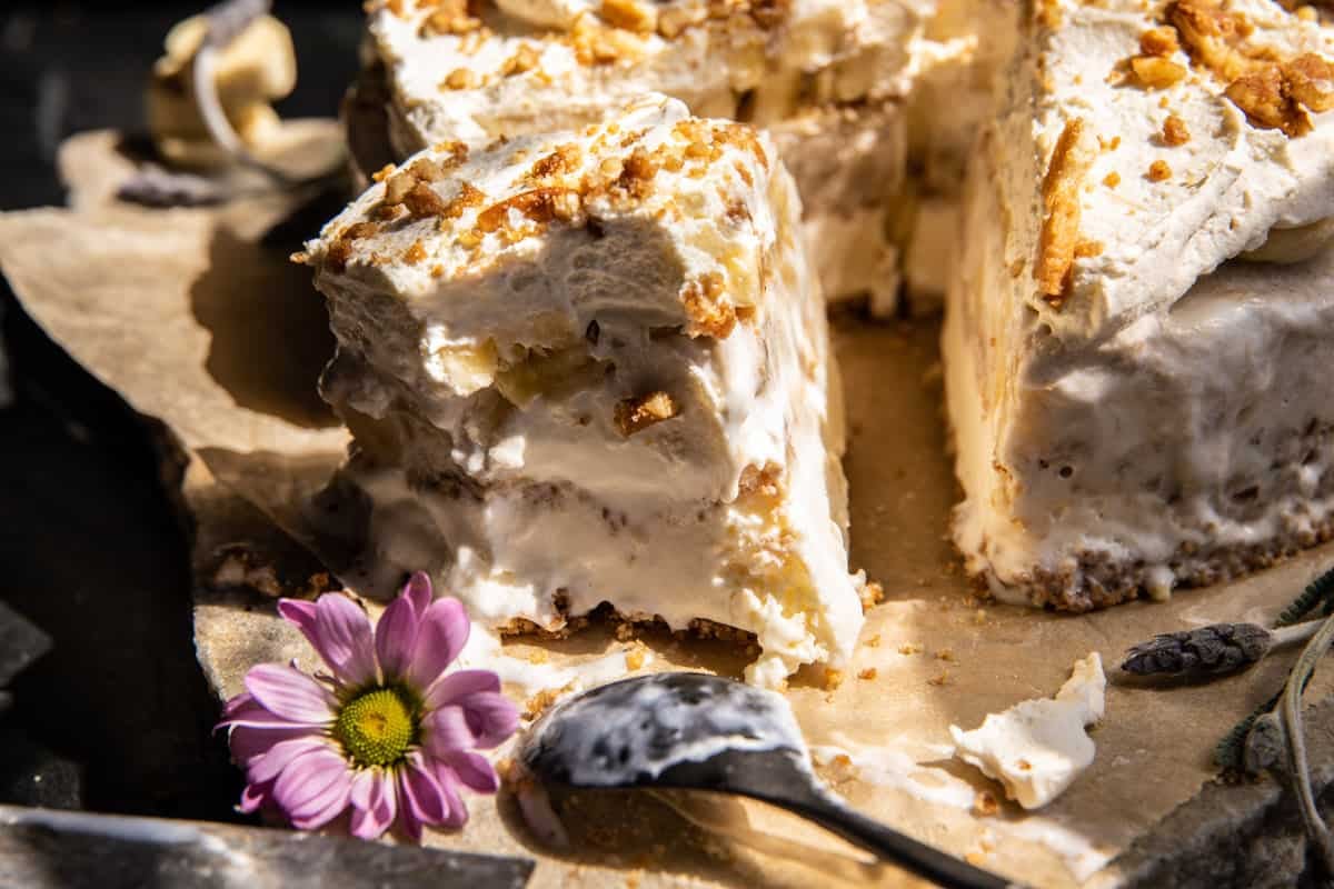 Salty Pretzel Banana Pudding Ice Cream Cake Cake | halfbakedharvest.com