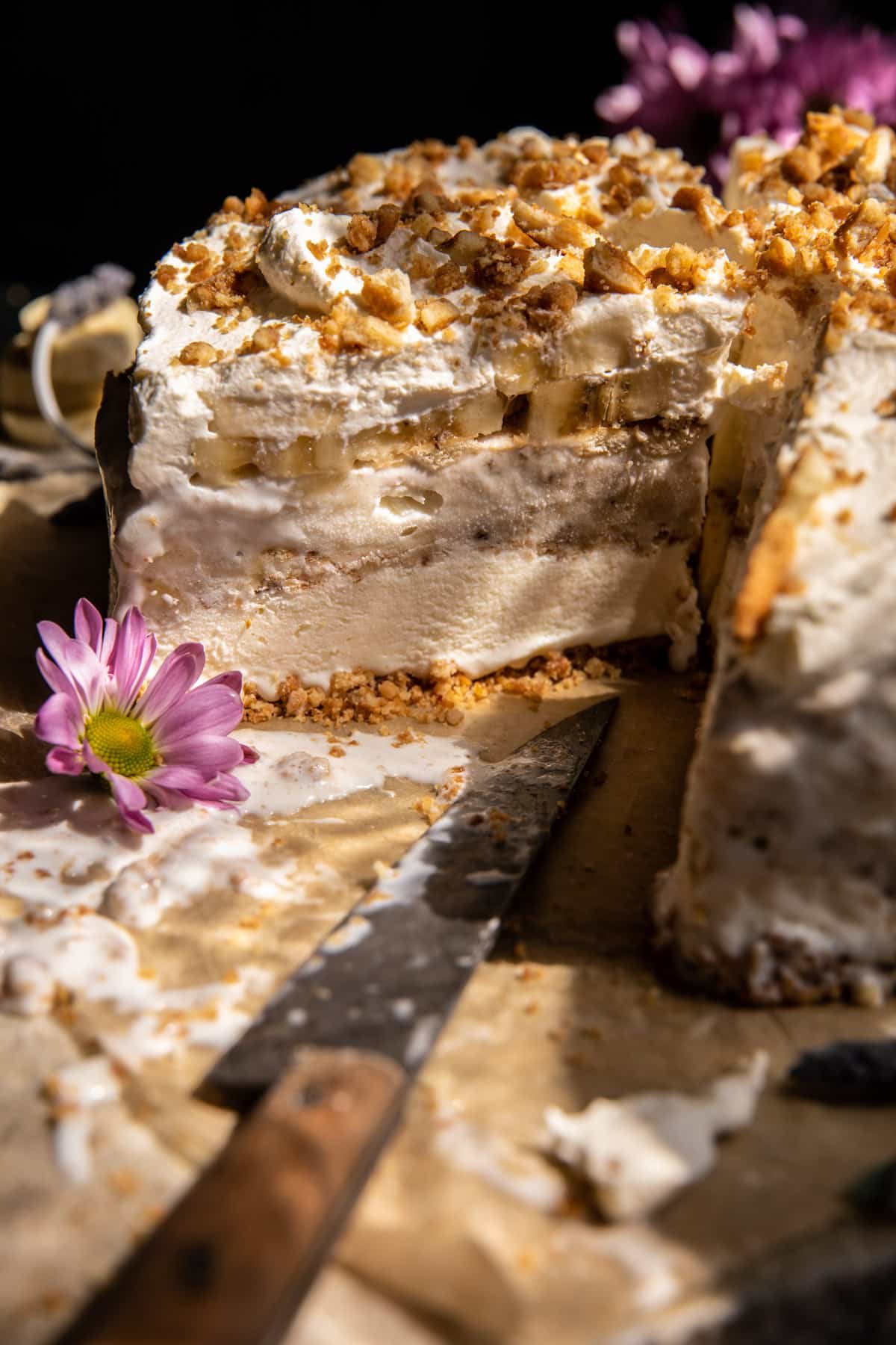 Salty Pretzel Banana Pudding Ice Cream Cake Cake | halfbakedharvest.com