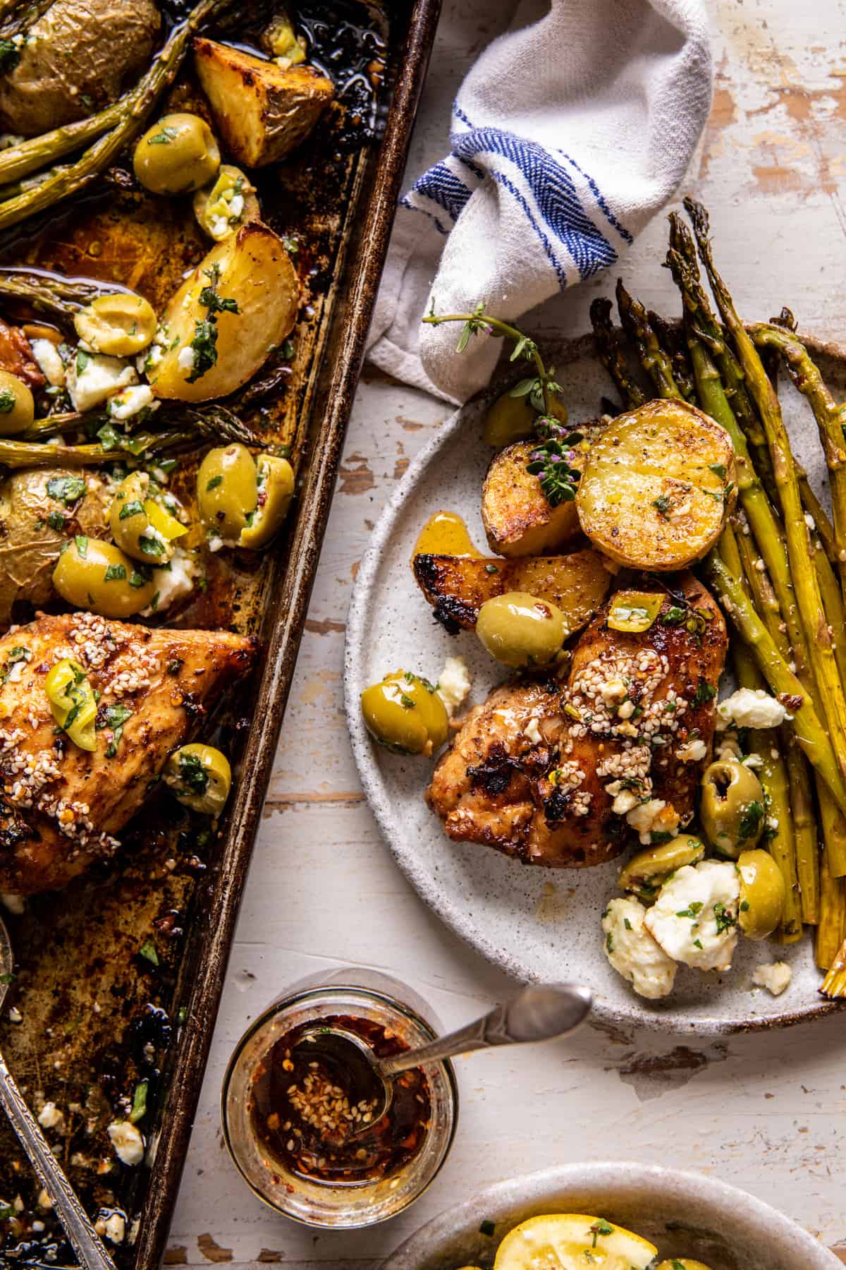 Sheet Pan Honey Garlic Chicken and Feta Potatoes | halfbakedharvest.com