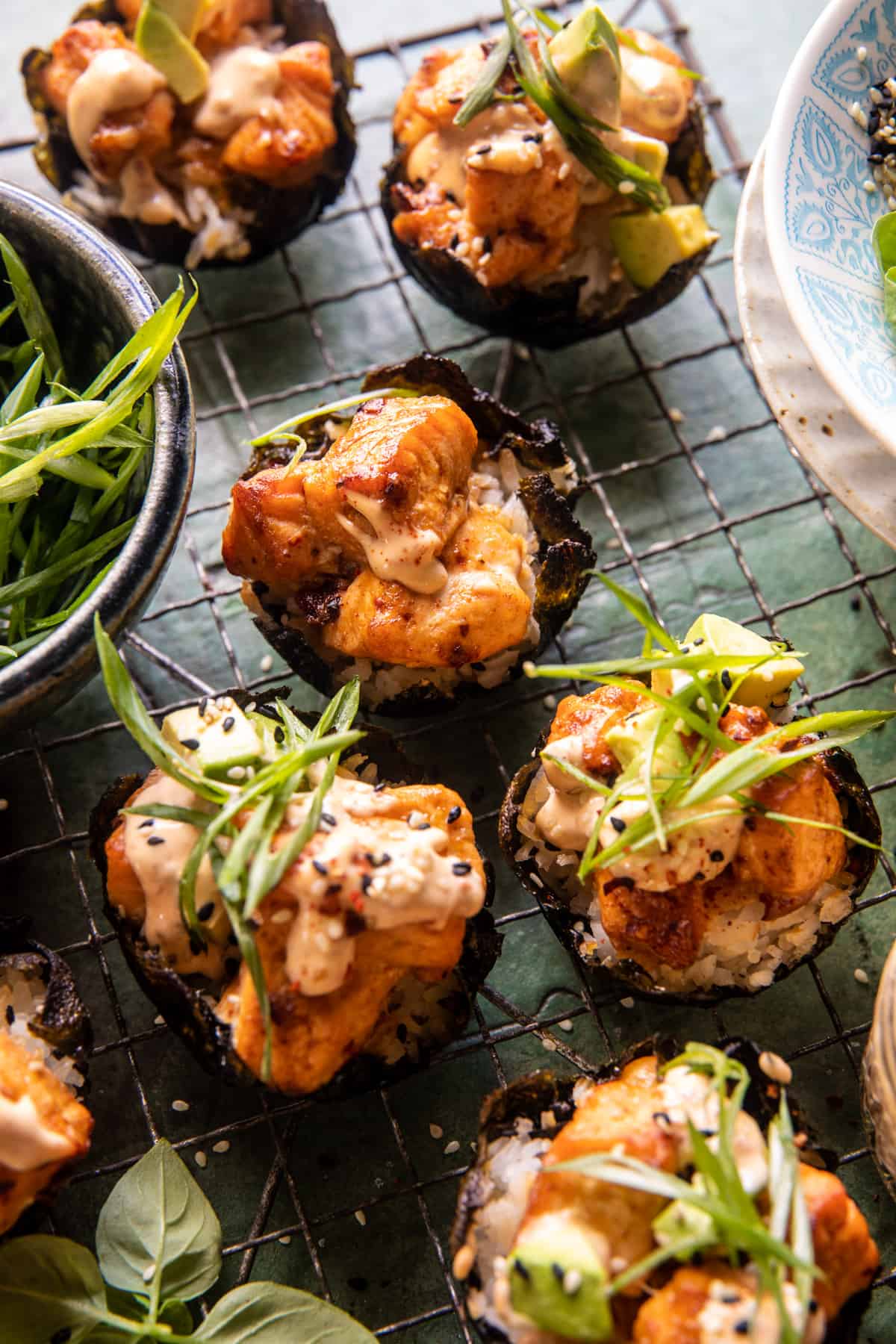 Baked Chipotle Salmon Sushi Cups | halfbakedharvest.com                                                                                                                                                                                                                                                                                                                         