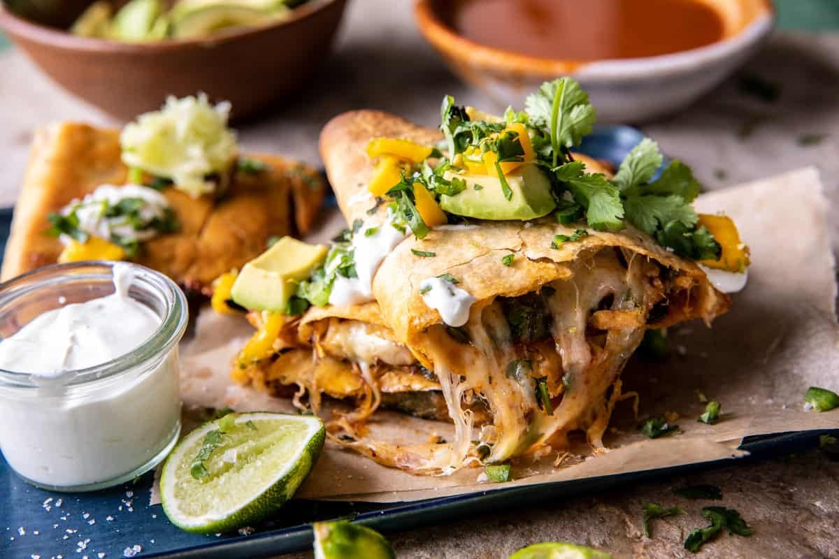 Crispy Chicken Tinga Quesadillas | halfabkedharvest.com