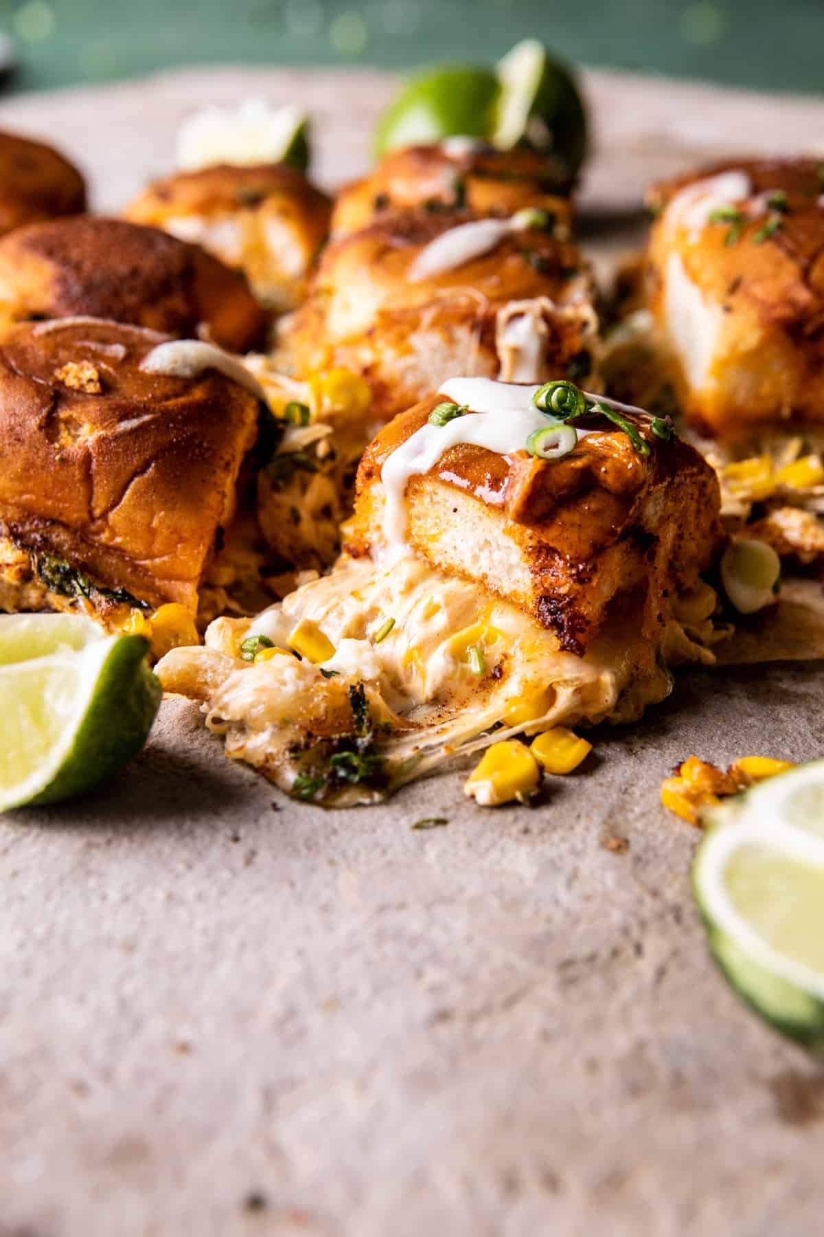 Pull Apart Street Corn Dip Sliders | halfbakedharvest.com
