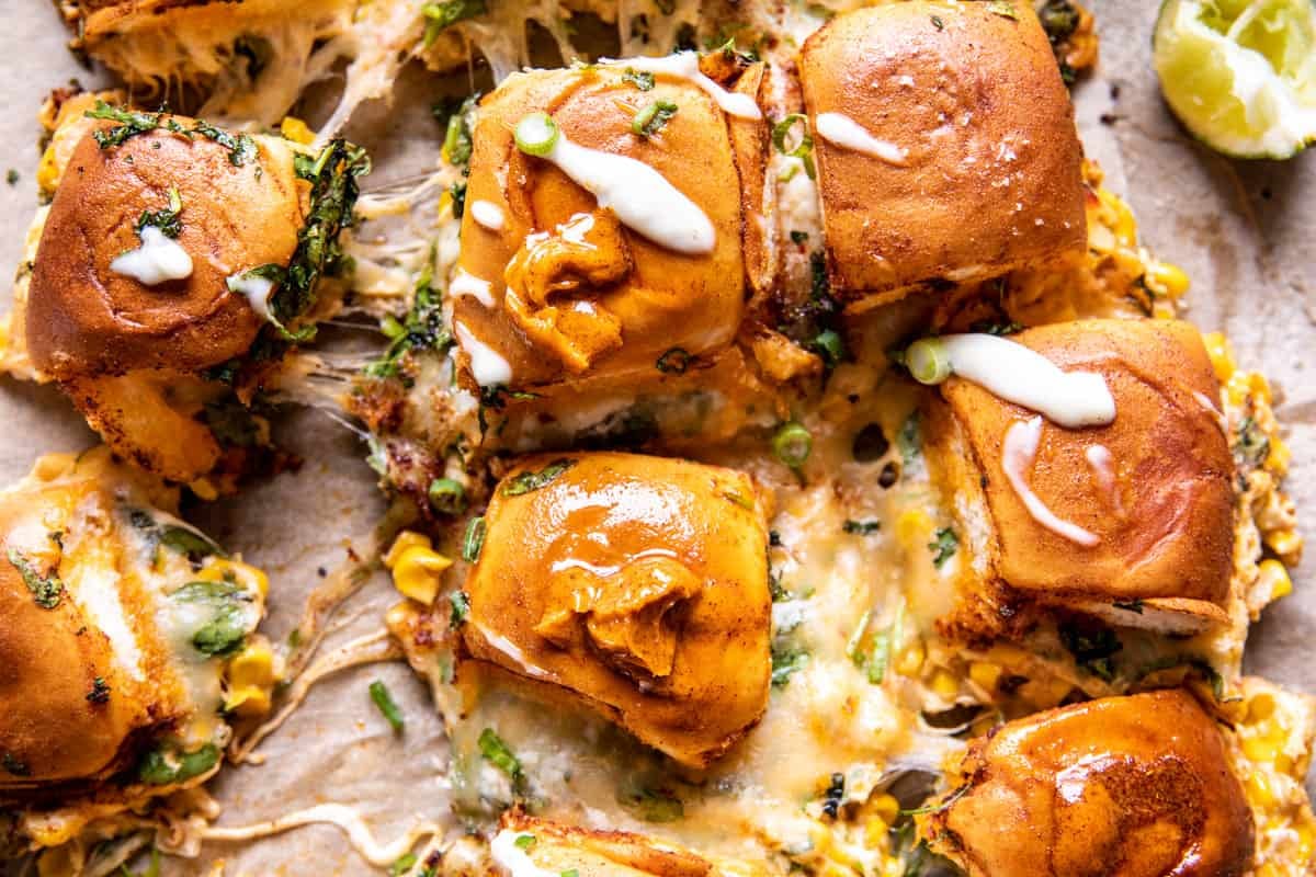Pull Apart Street Corn Dip Sliders | halfbakedharvest.com