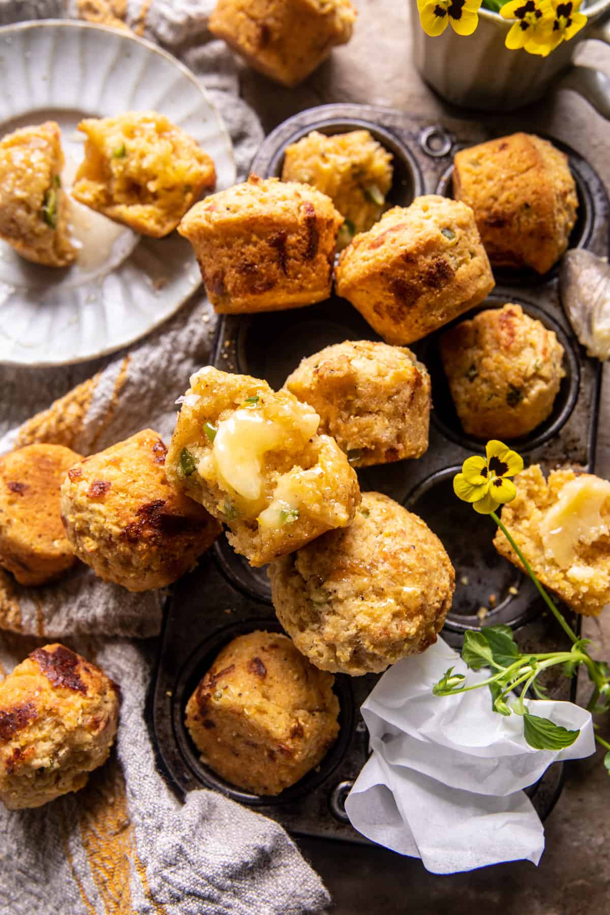 Honey Butter Jalapeño Cheddar Cornbread Biscuits | halfbakedharvest.com