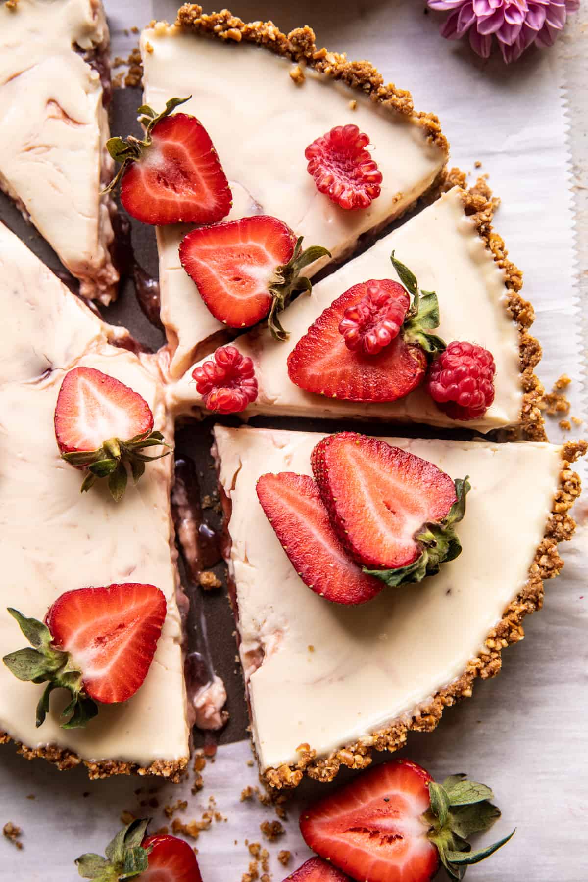 No Fuss Strawberry Cream Pretzel Tart | halfbakedharvest.com