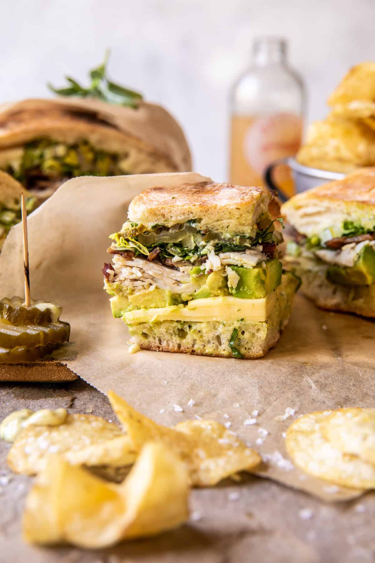 Picnic Style Pesto Turkey and Avocado Bacon Sandwich | halfbakedharvest.com
