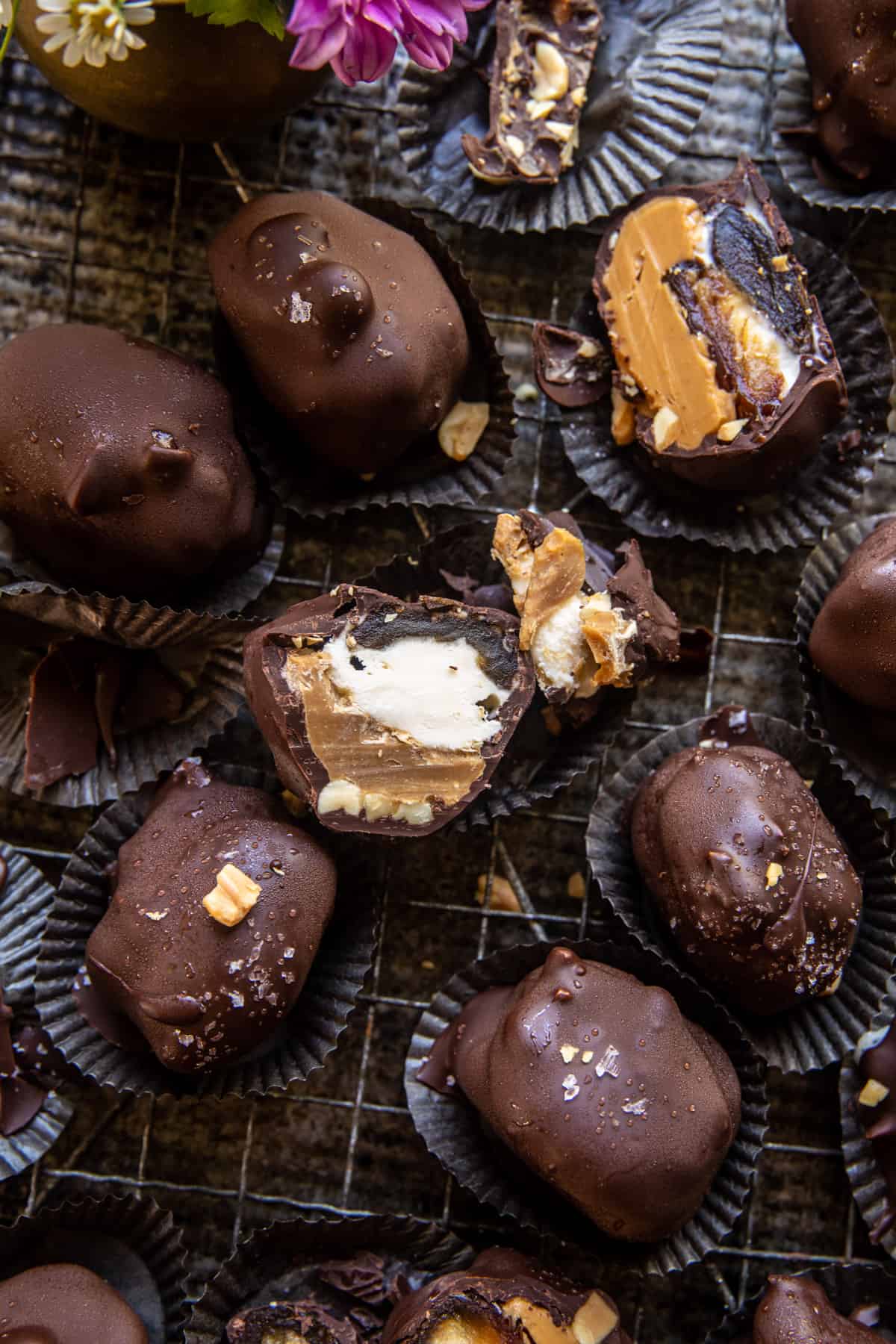 Chocolate Peanut Butter Ice Cream Stuffed Dates | halfbakdharvest.com