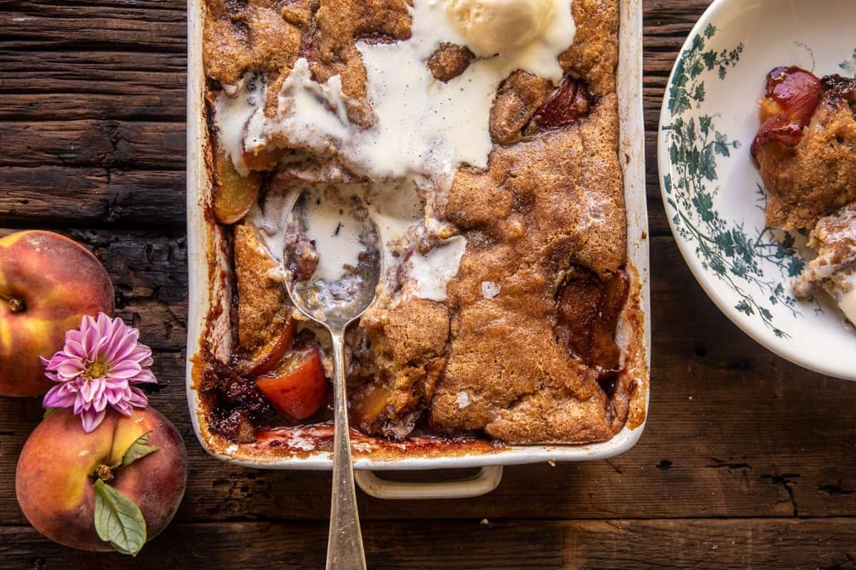 Easy Ginger Blackberry Peach Cobbler | halfbakedharvest.com