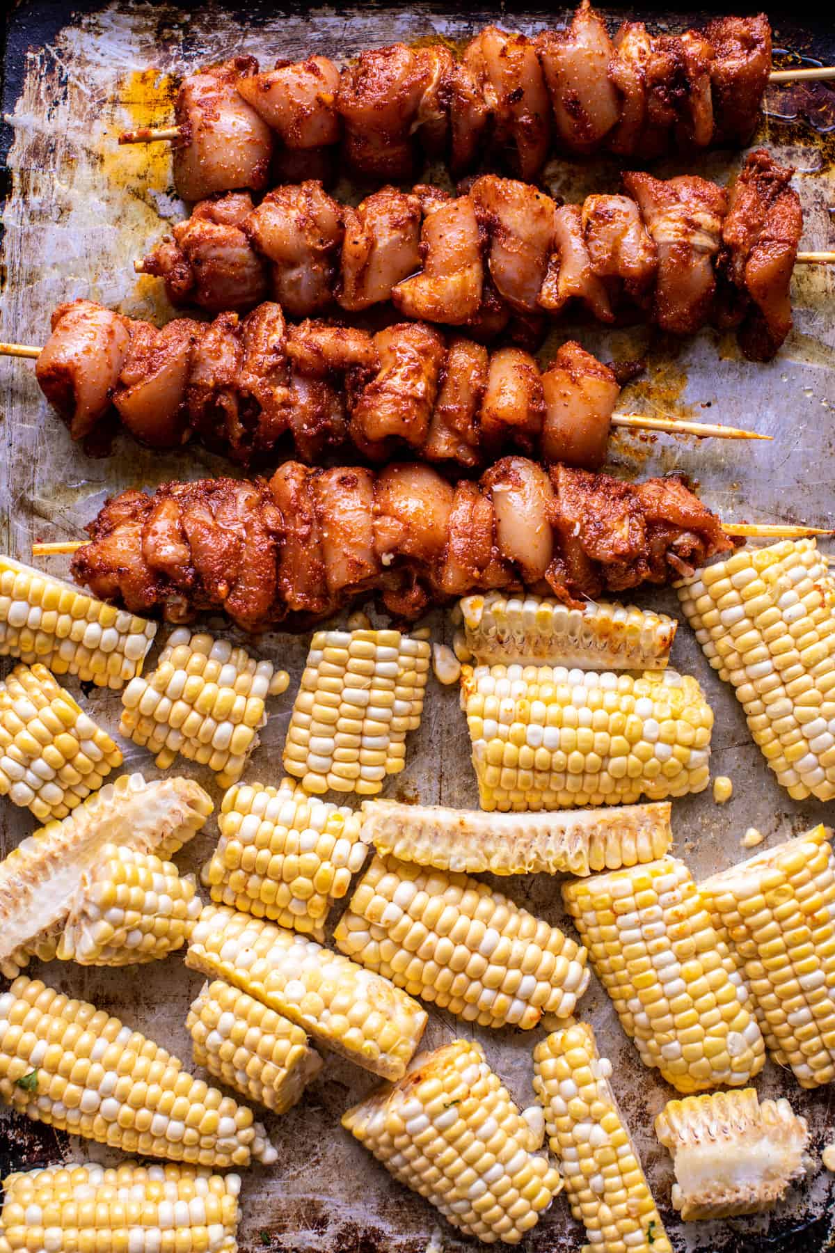 Lemon Feta Paprika Chicken Skewers with Charred Corn | halfbakedharvest.com