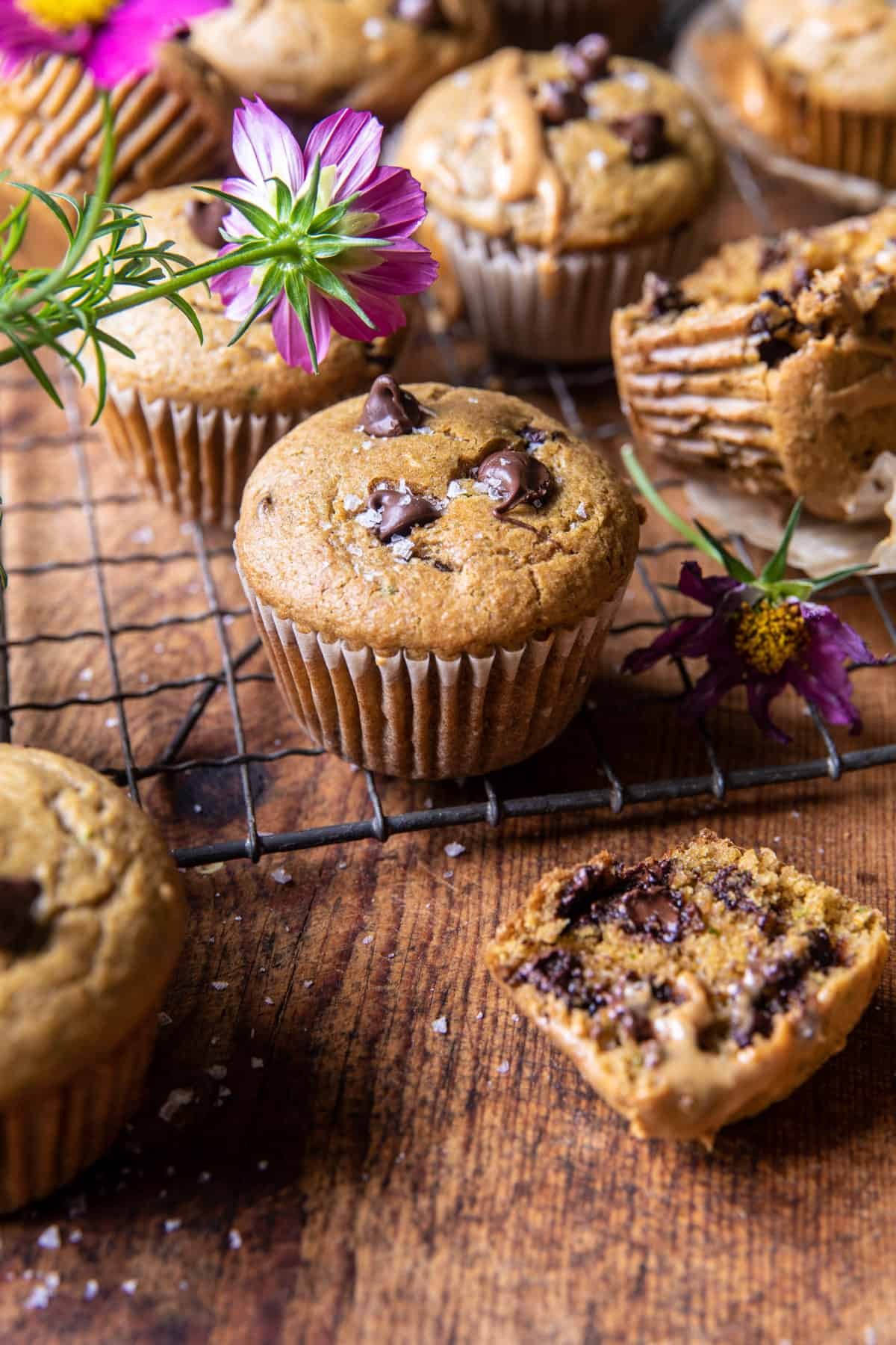 Blender Chocolate Chip Peanut Butter Zucchini Muffins | halfbakedharvest.com