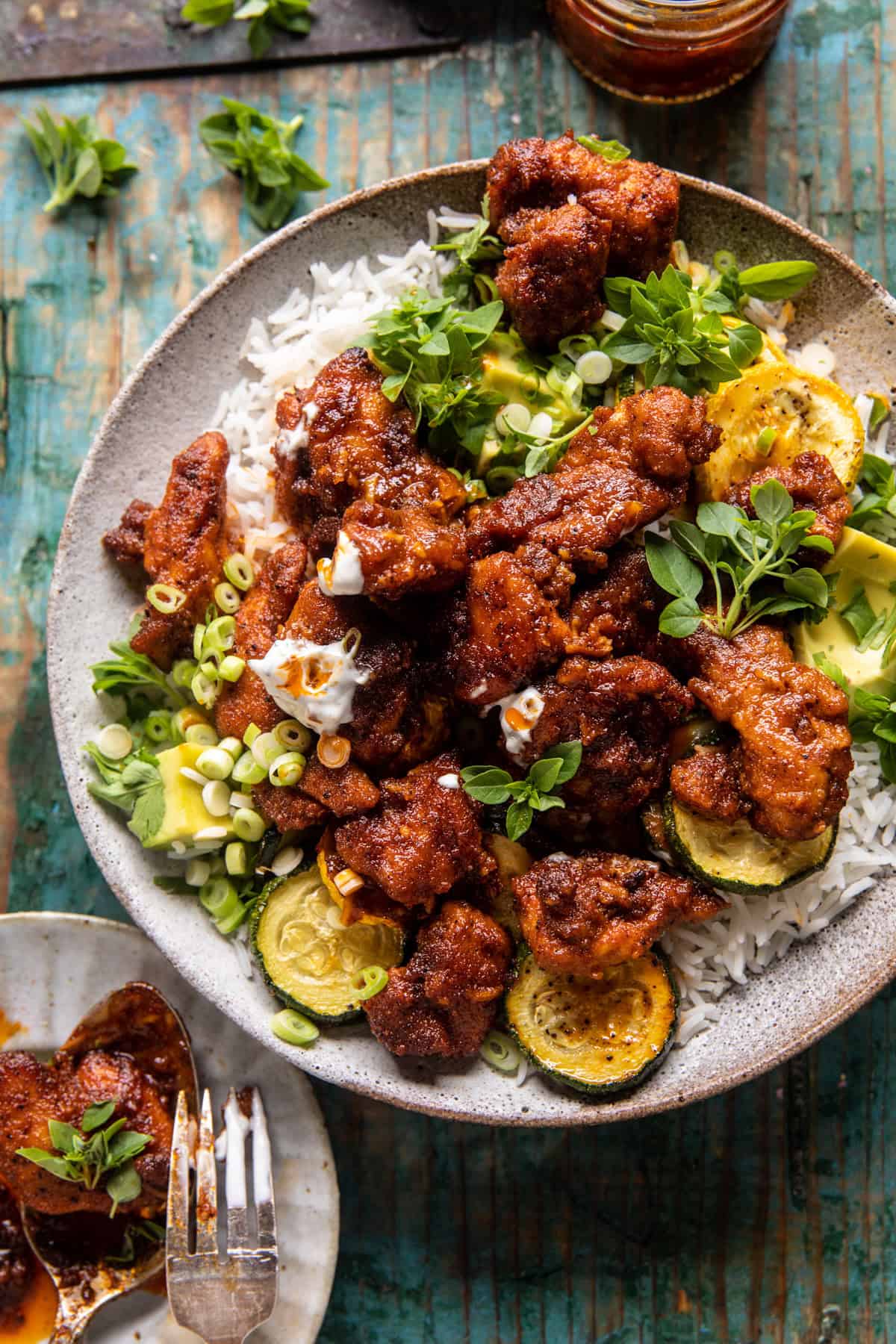 Sheet Pan Hot Honey Garlic Chicken and Zucchini | halfbakedharvest.com