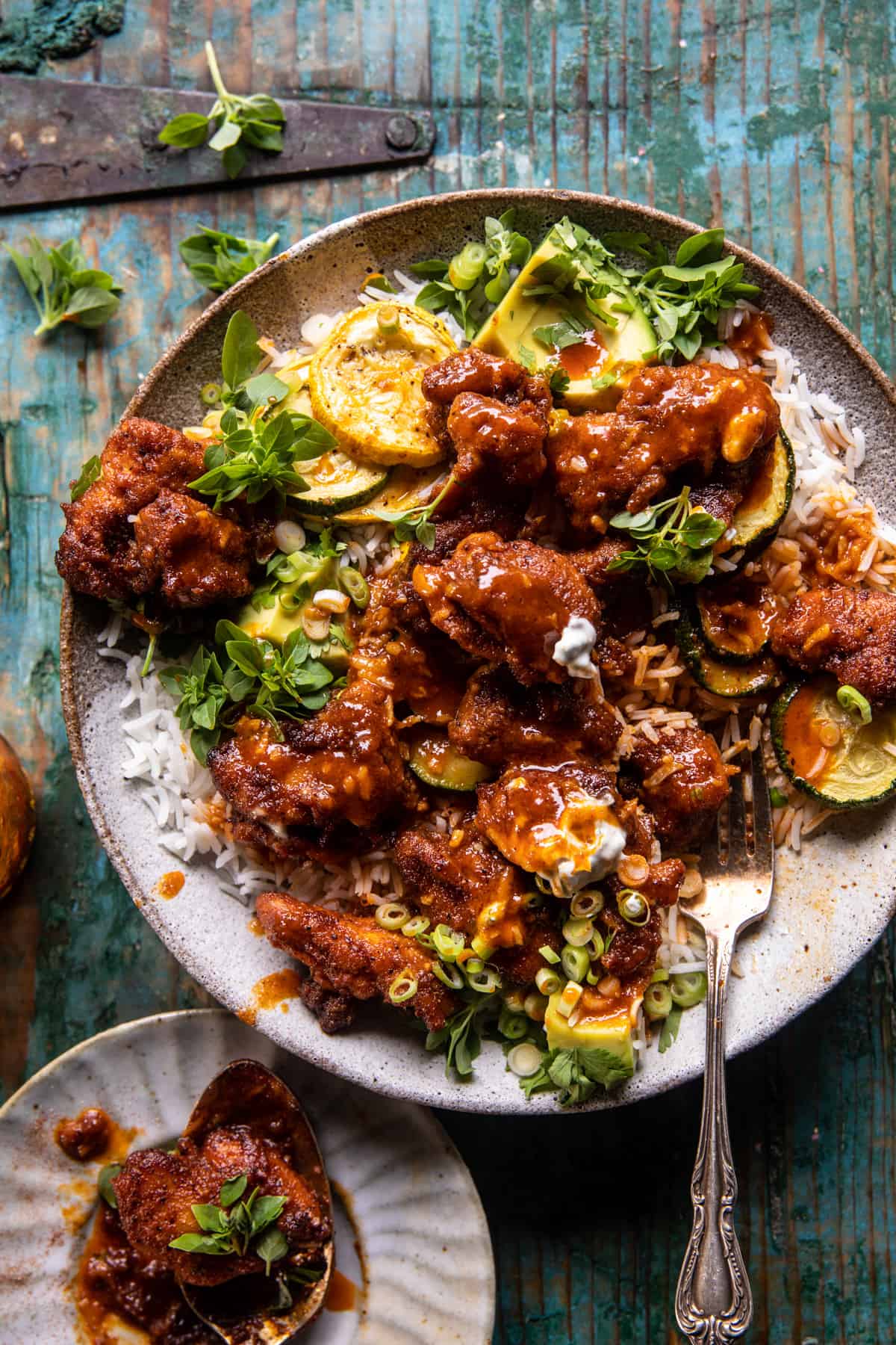 Sheet Pan Hot Honey Garlic Chicken and Zucchini | halfbakedharvest.com