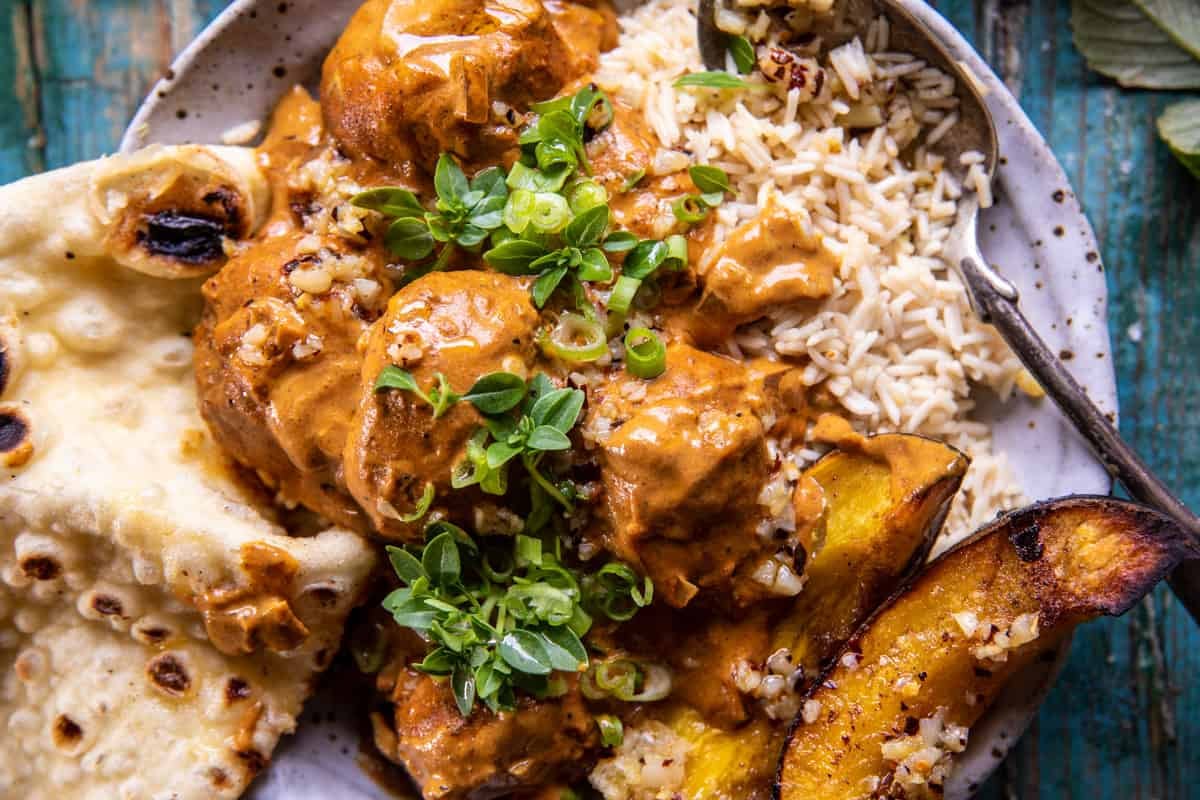 Crockpot Coconut Curry Chicken Meatballs | halfbakedharvest.com