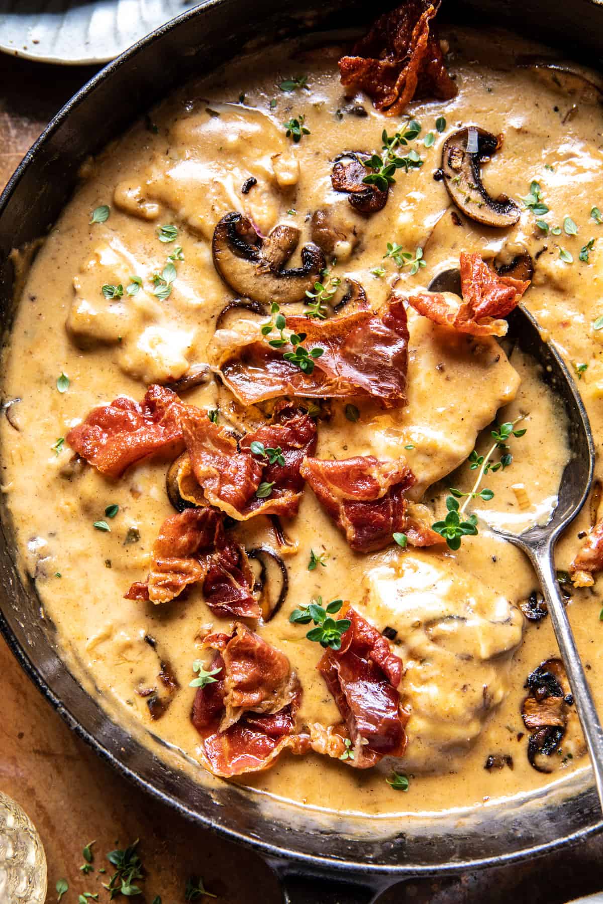 Smothered Chicken in Mushroom Wine Pan Sauce | halfbakedharvest.com