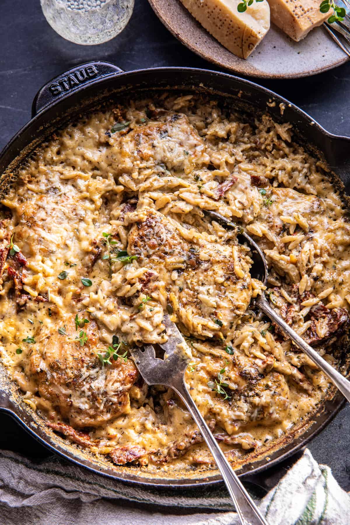 Skillet White Pesto Marry Me Chicken and Orzo | halfbakedharvest.com