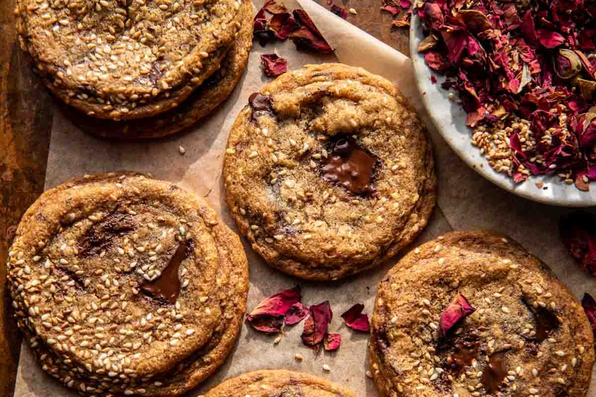 Chewy Chocolate Chunk Honey Sesame Cookies | halfbakedharvest.com