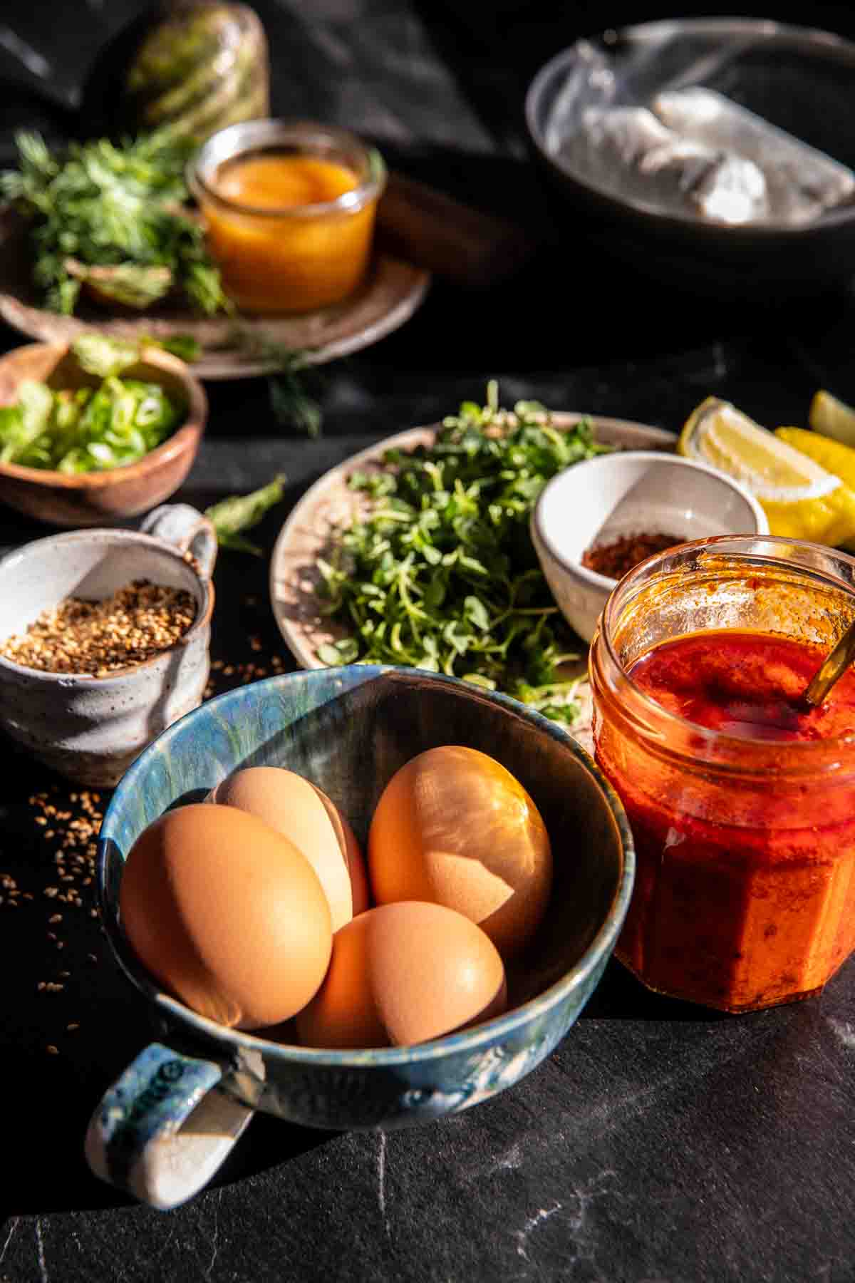 Harissa Eggs in Whipped Goat Cheese | halfbakedharvest.com