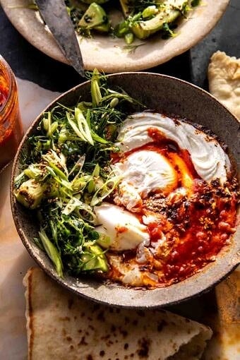 Harissa Eggs in Whipped Goat Cheese | halfbakedharvest.com