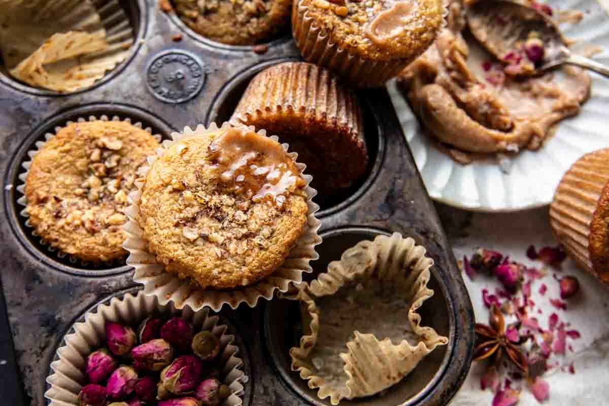 Maple Almond Banana Muffins with Cinnamon Cardamon Butter | halfbakedharvest.com
