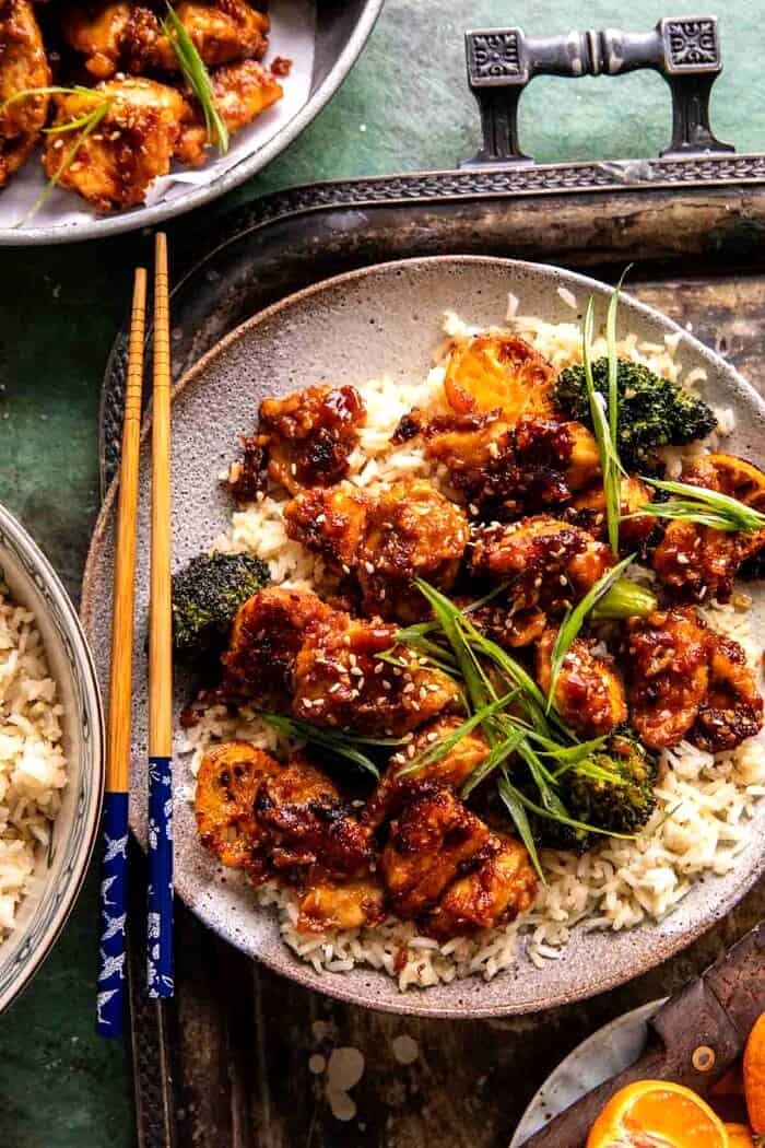 Sheet Pan Chili Ginger Orange Chicken and Broccoli | halfbakedharvest.com