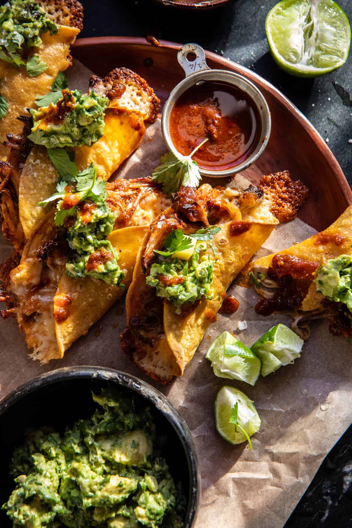 Crispy Carnitas Tacos with Roasted Jalapeño Lime Avocado | halfbakedharvest.com