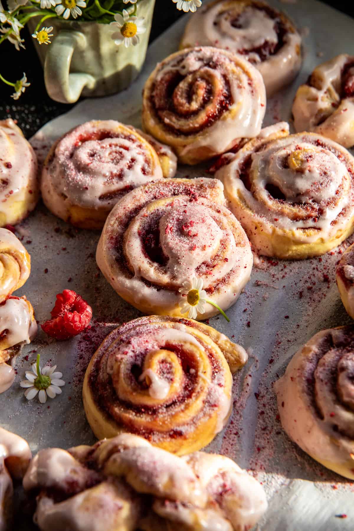 Glazed Raspberry Honey Sweet Rolls | halfbakedharvest.com