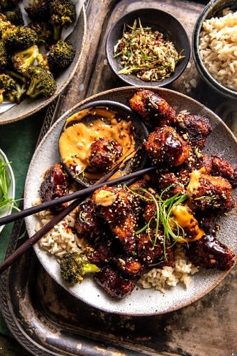 Sheet Pan Korean Popcorn Chicken | halfbakedharvest.com