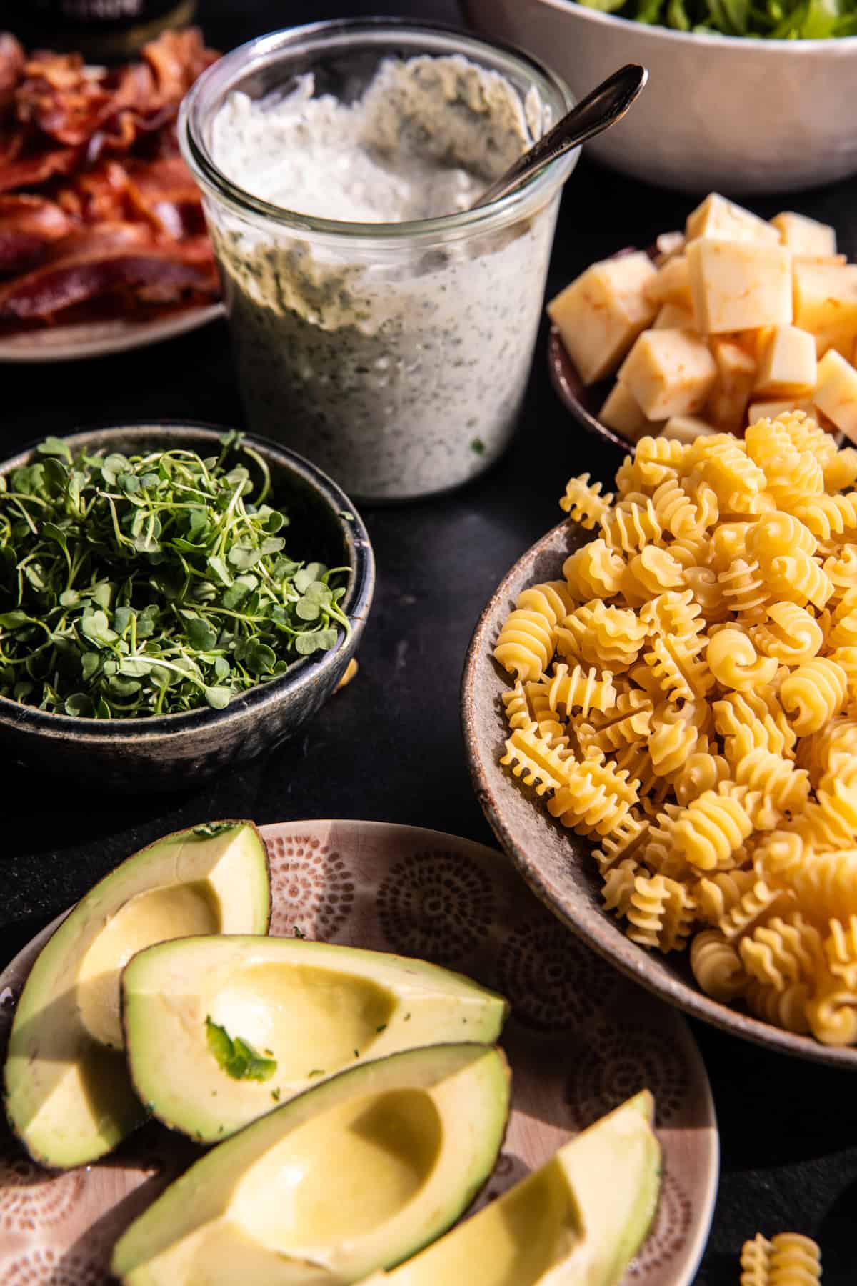 Creamy Avocado Ranch Chicken Pasta Salad | halfbakedharvest.com