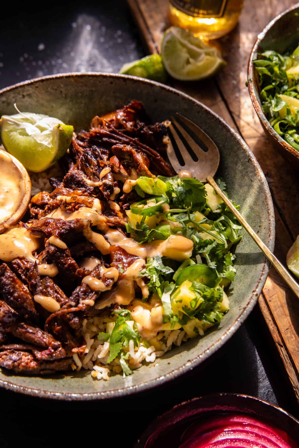 Crockpot Chipotle Pineapple Pot Roast Bowls | halfbakedharvest.com