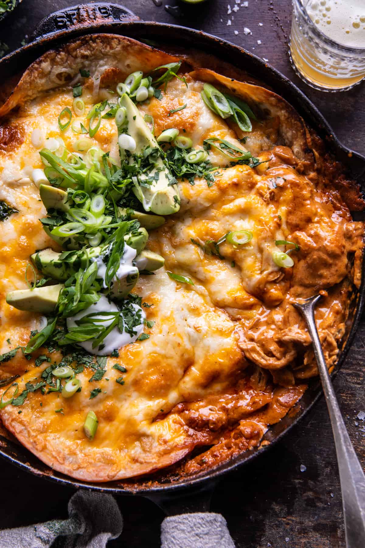 Skillet Creamy Chipotle Chicken Enchiladas | halfbakedharvest.com