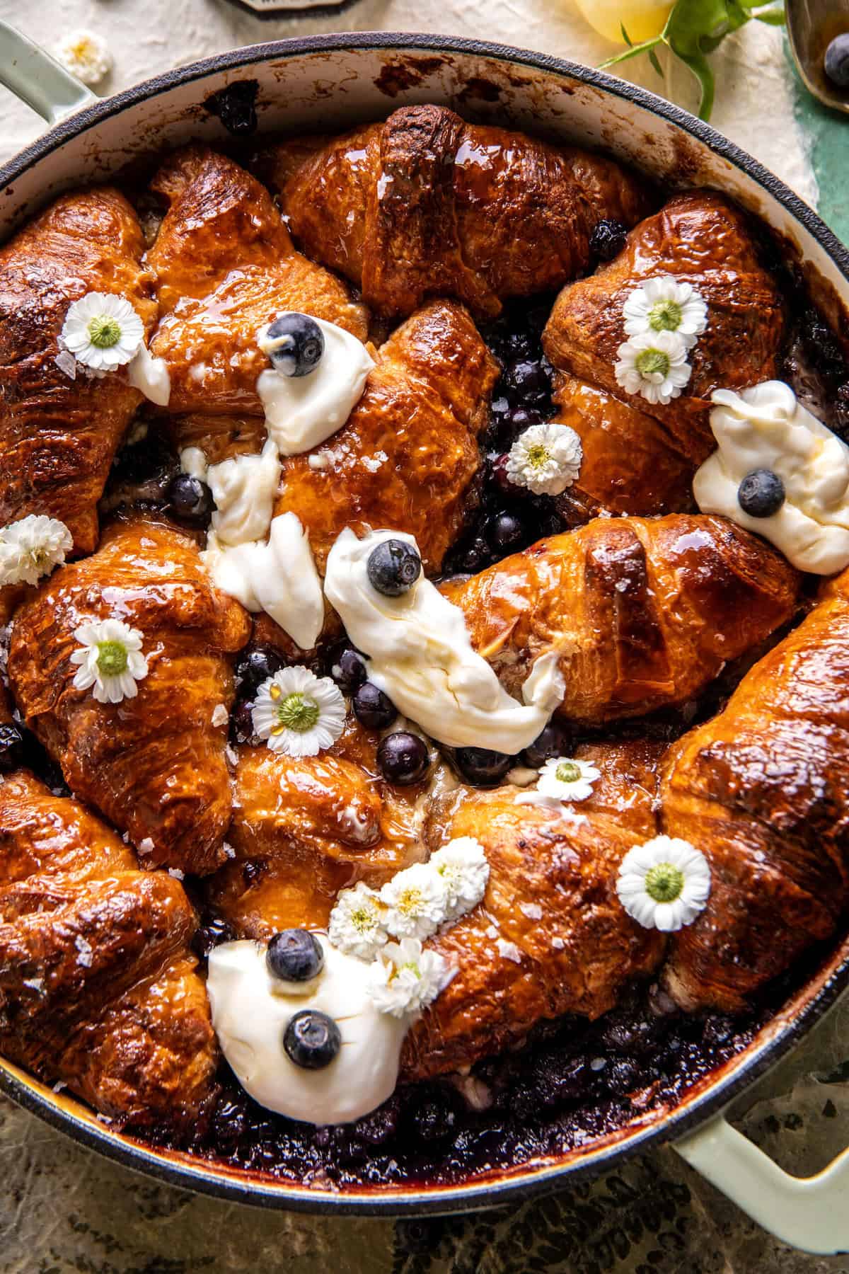 Blueberry Croissant French Toast Bake | halfbakedharvest.com