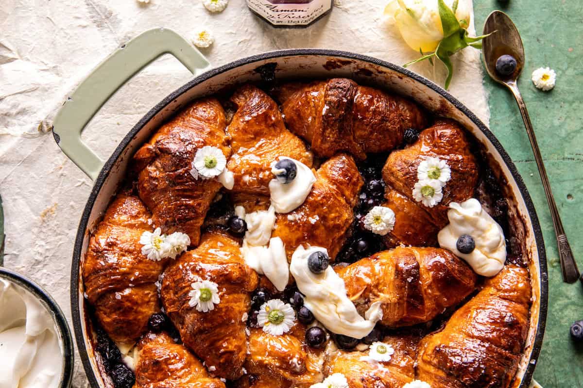 Blueberry Croissant French Toast Bake | halfbakedharvest.com