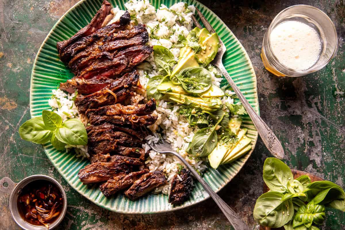 30 Minute Herby Lemon Garlic Steak and Rice | halfbakedharvest.com